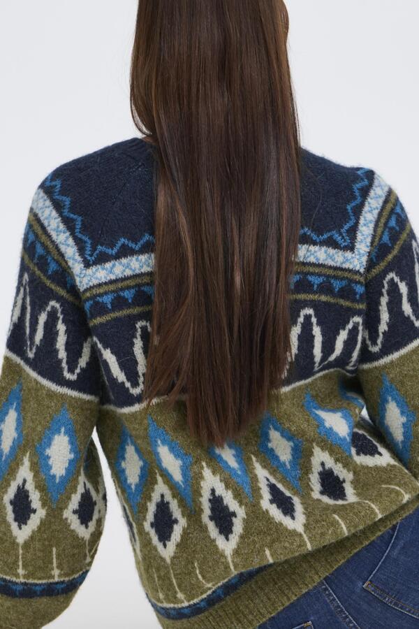 NAFTA Jaquard Blue and Green Fair Isle Jumper