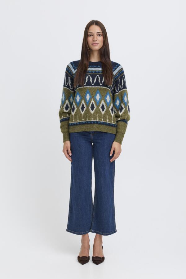 NAFTA Jaquard Blue and Green Fair Isle Jumper