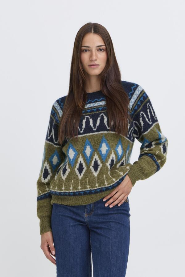 NAFTA Jaquard Blue and Green Fair Isle Jumper