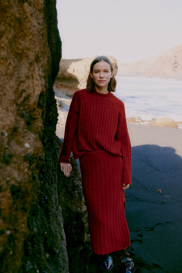 MARIANNE Rib Jumper in Cherry Red