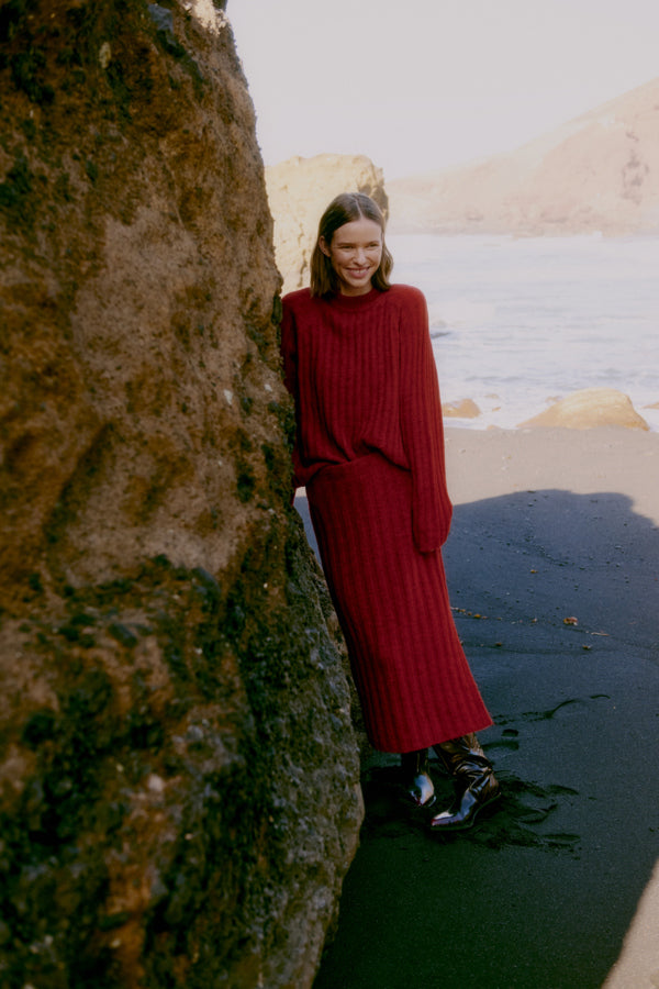 MARIANNE Rib Jumper in Cherry Red