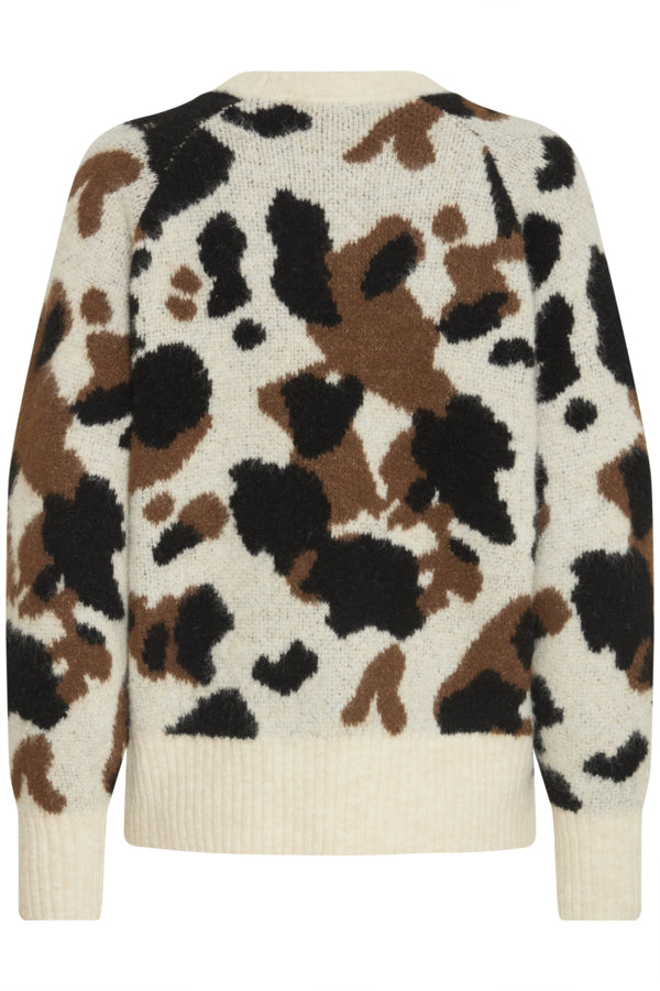 OMEA Cow Print Knit Wool Mix Jumper