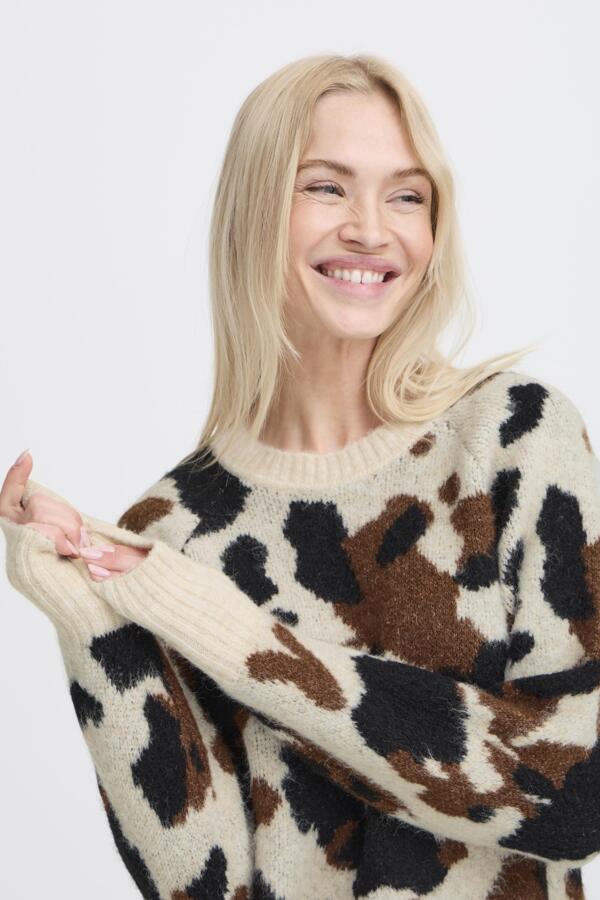 OMEA Cow Print Knit Wool Mix Jumper