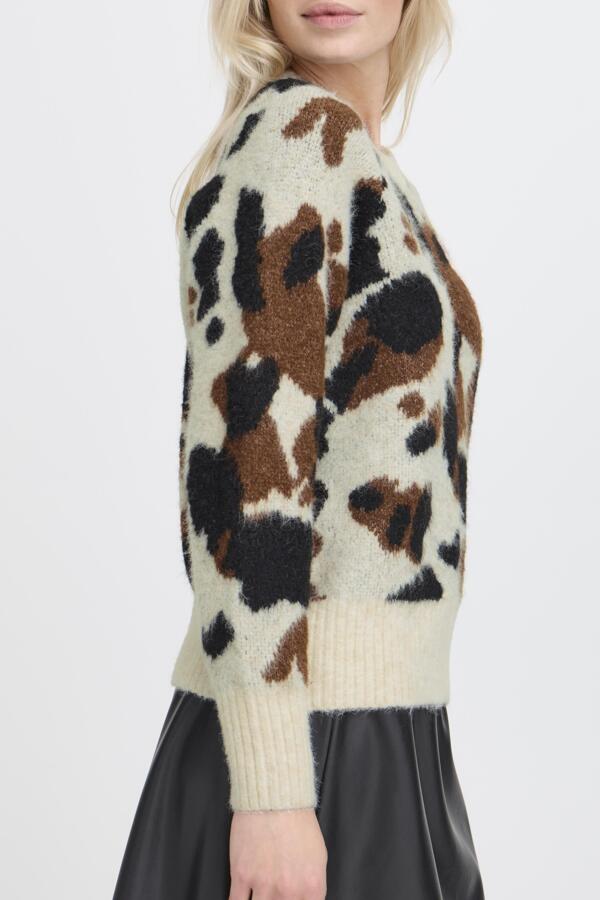 OMEA Cow Print Knit Wool Mix Jumper