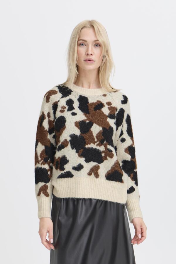 OMEA Cow Print Knit Wool Mix Jumper
