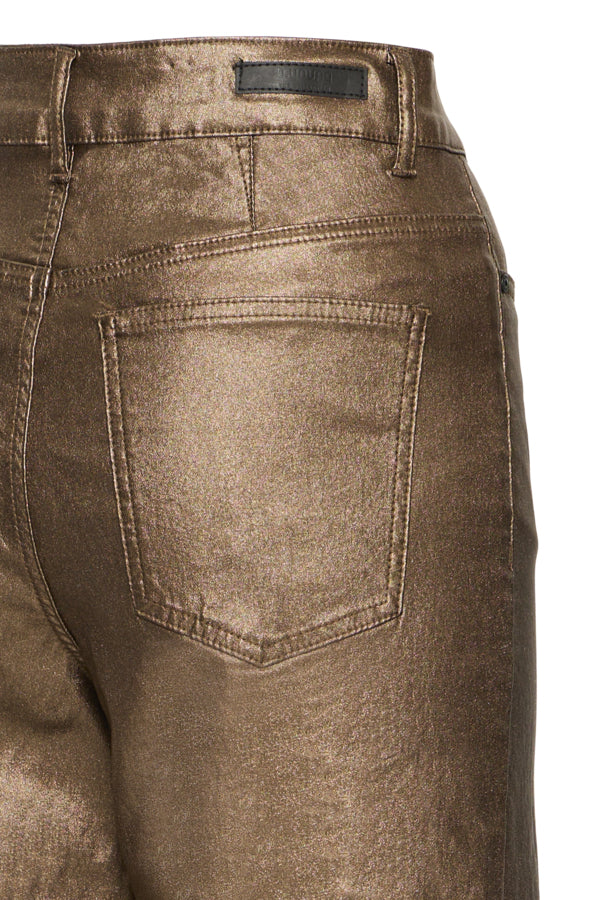 KIKO Wide Leg Metallic Vegan Leather Trousers in Antique Bronze