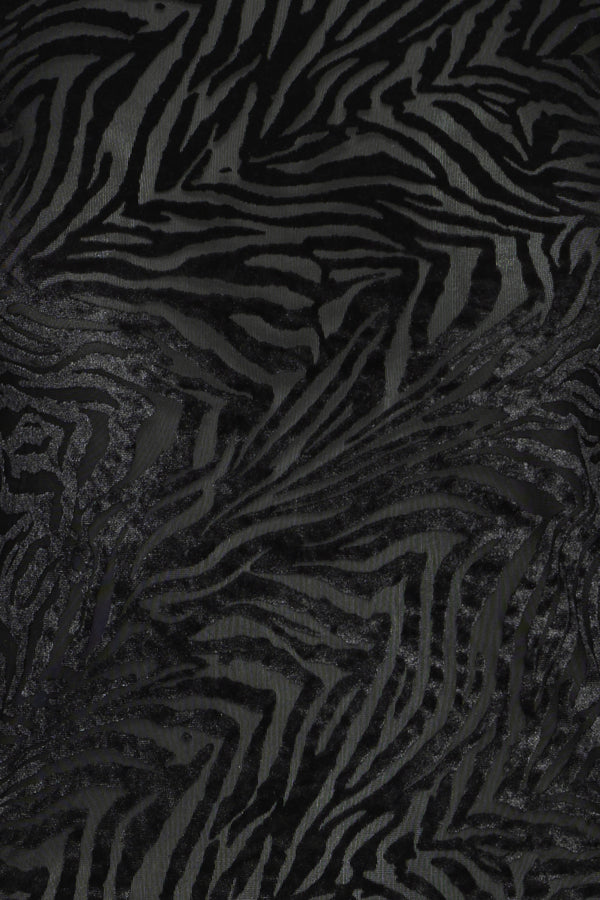 SHIRLEY Mesh Top in Black Velvet Zebra Print