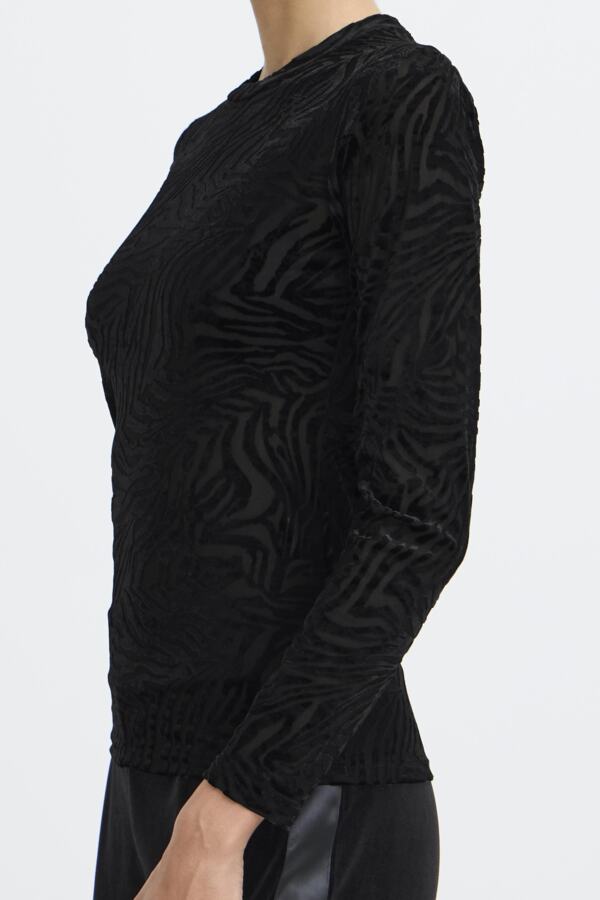 SHIRLEY Mesh Top in Black Velvet Zebra Print