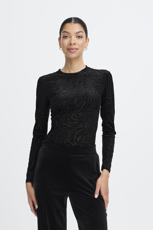 SHIRLEY Mesh Top in Black Velvet Zebra Print