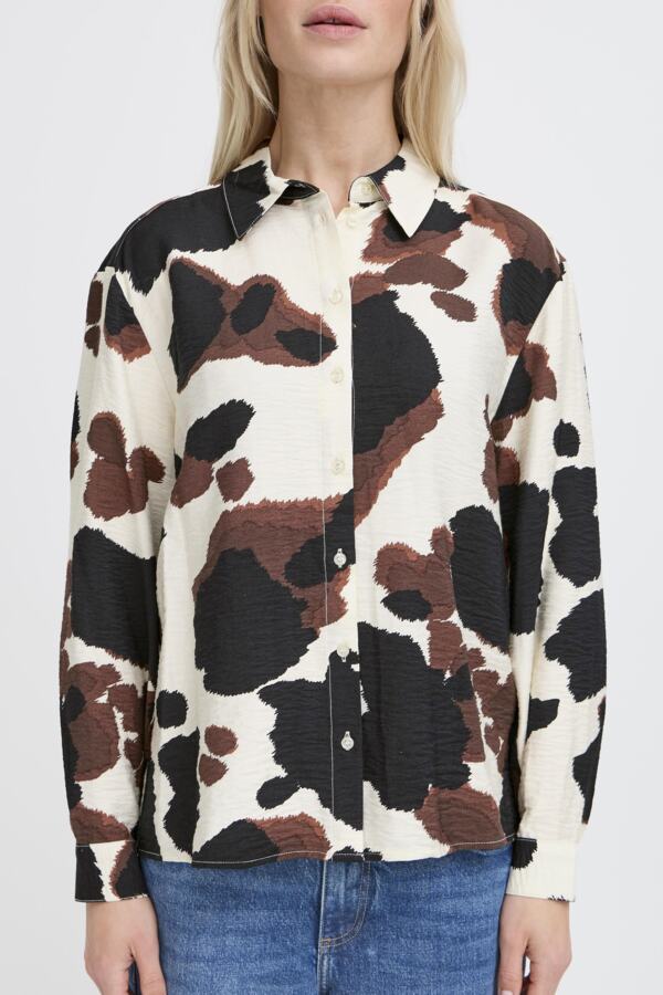 IHAMMA Cow Print Button Down Shirt