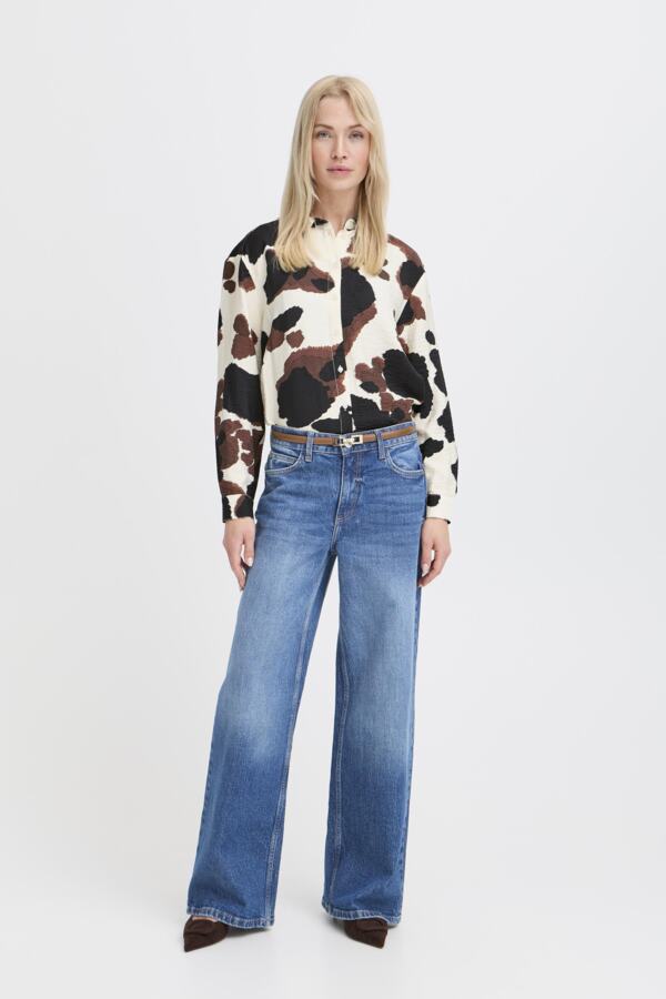 IHAMMA Cow Print Button Down Shirt