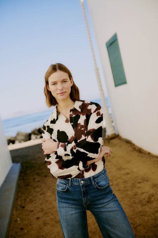 IHAMMA Cow Print Button Down Shirt