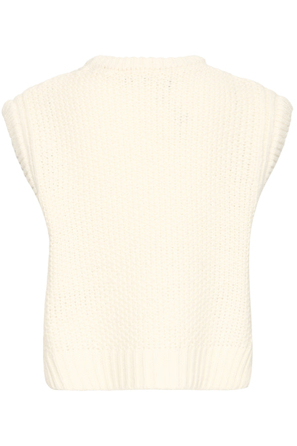NITTA Sleeveless Knitted Slipover Gillet in Birch Cream
