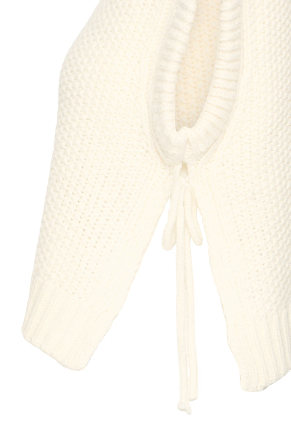 NITTA Sleeveless Knitted Slipover Gillet in Birch Cream