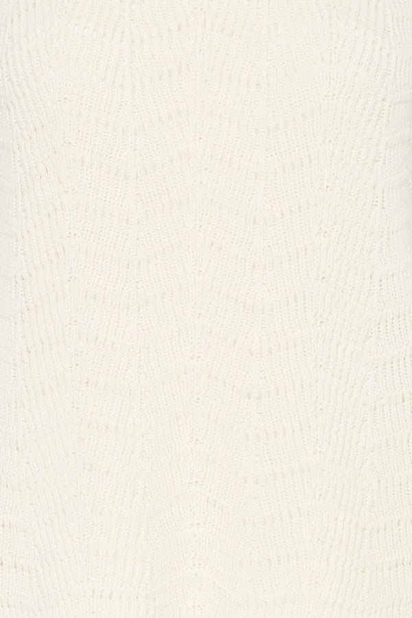 NERO Knitted Lacey High Neck Sleeveless Top in Birch Cream