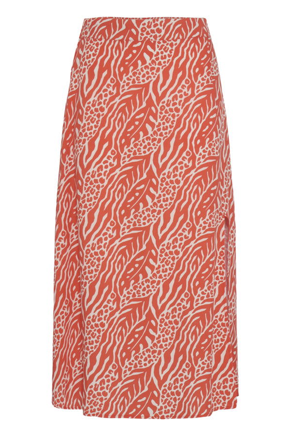 JOELLA Animal Mix Stripe Split Midi Skirt