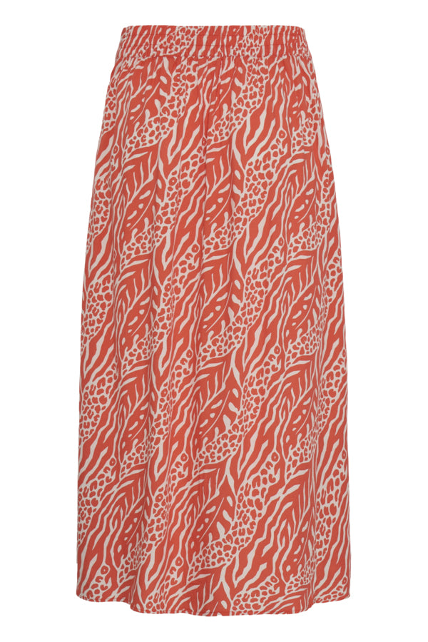 JOELLA Animal Mix Stripe Split Midi Skirt