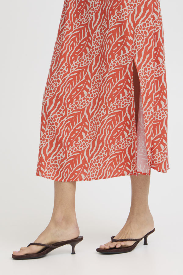 JOELLA Animal Mix Stripe Split Midi Skirt