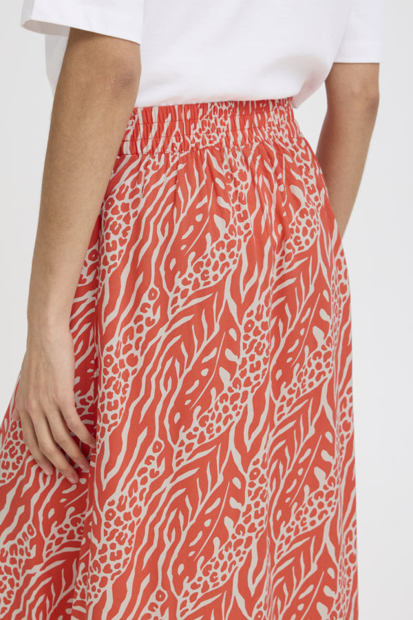 JOELLA Animal Mix Stripe Split Midi Skirt