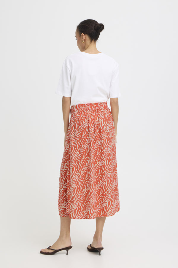 JOELLA Animal Mix Stripe Split Midi Skirt