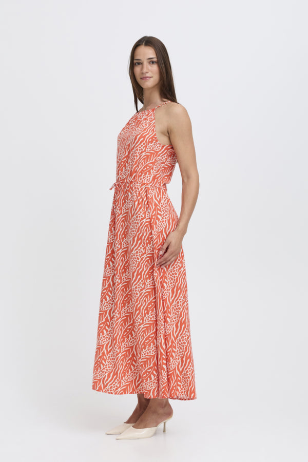 JOELLA Animal Mix Stripe Slip Midi Sun Dress