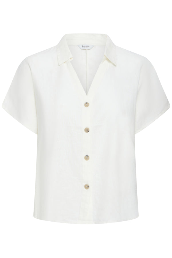 FALAKKA Cap Sleeve Linen Shirt in White