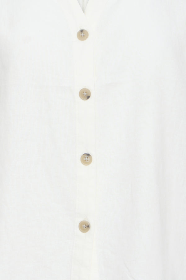 FALAKKA Cap Sleeve Linen Shirt in White