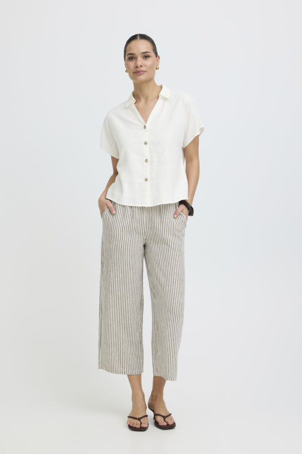 FALAKKA Cap Sleeve Linen Shirt in White