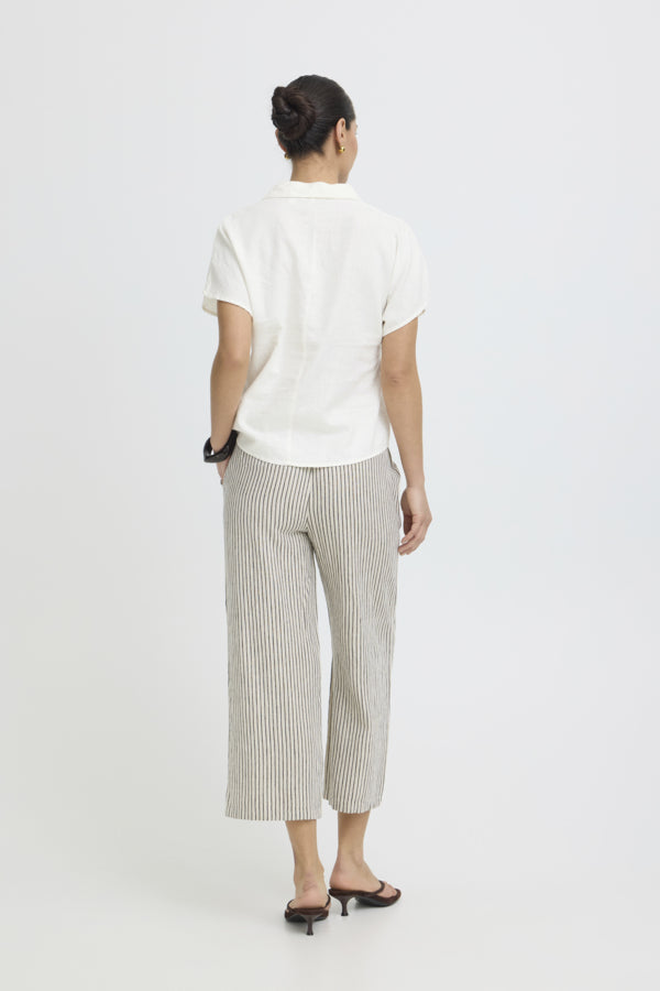 FALAKKA Cap Sleeve Linen Shirt in White
