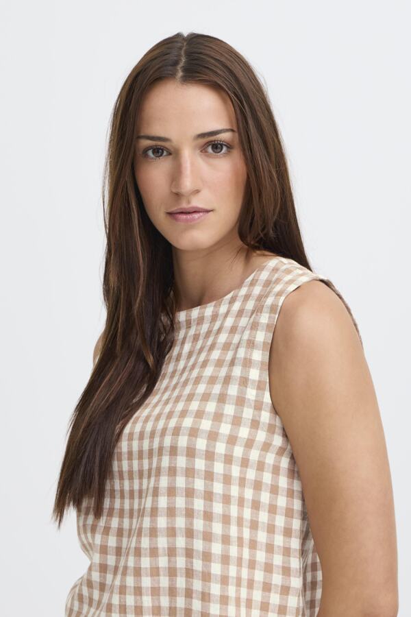 FALAKKA Vest Top in Brown Gingham Check