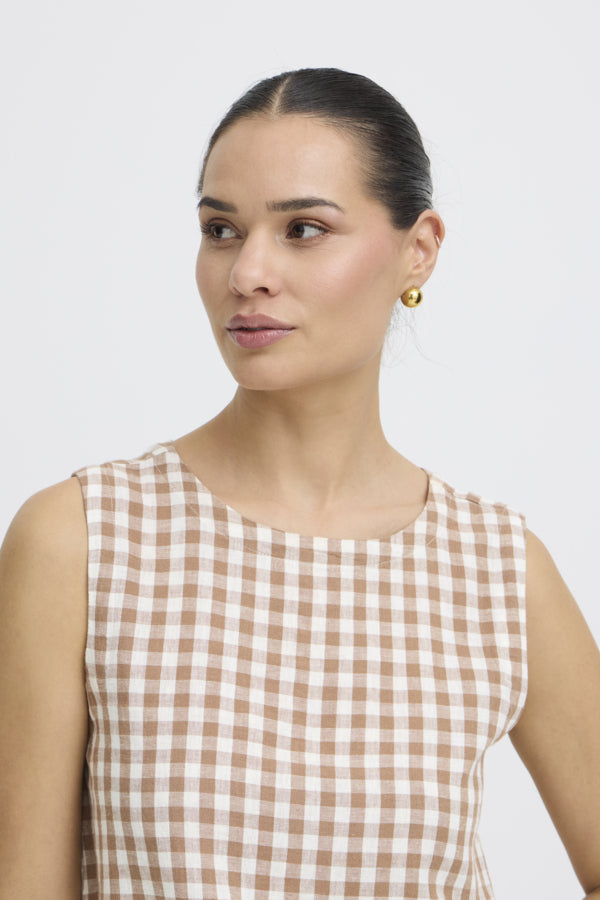 FALAKKA Vest Top in Brown Gingham Check