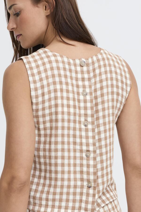FALAKKA Vest Top in Brown Gingham Check