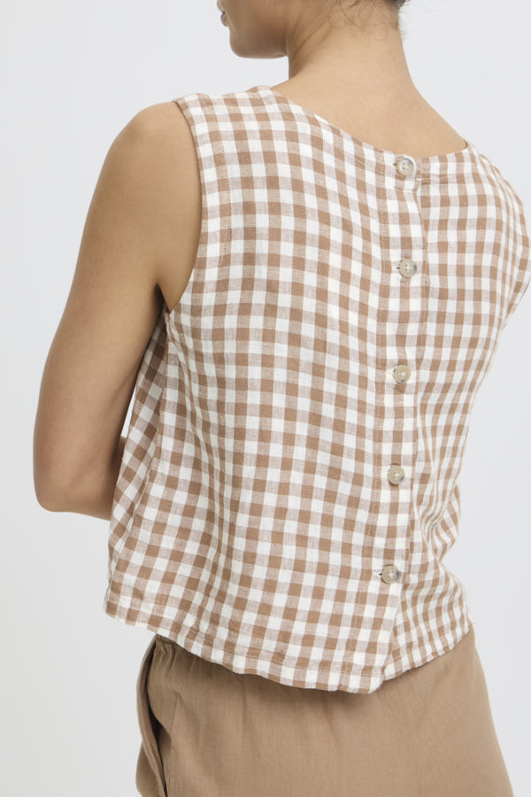 FALAKKA Vest Top in Brown Gingham Check