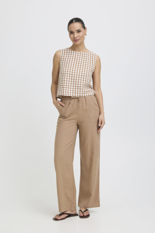 FALAKKA Vest Top in Brown Gingham Check