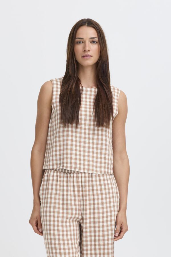FALAKKA Vest Top in Brown Gingham Check