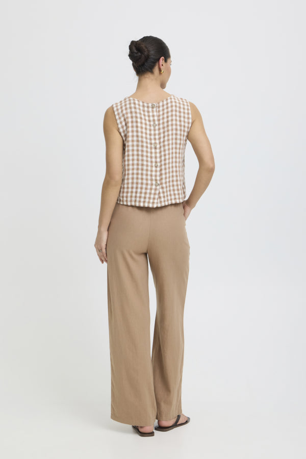 FALAKKA Vest Top in Brown Gingham Check