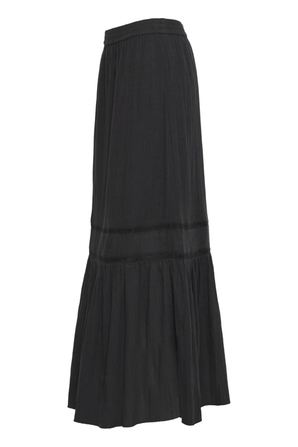 HUMA Lace Detail Maxi Gypsy Skirt in Black