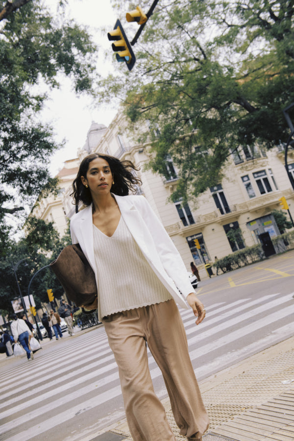 MOBBE Vest Top in Cream