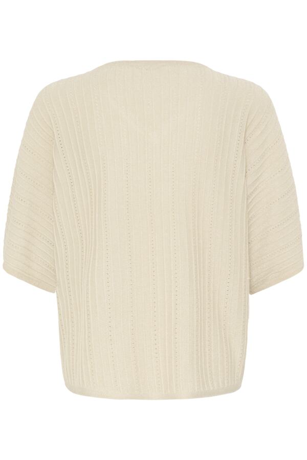 MOBBE V Neck Fine Jumper in Birch cream