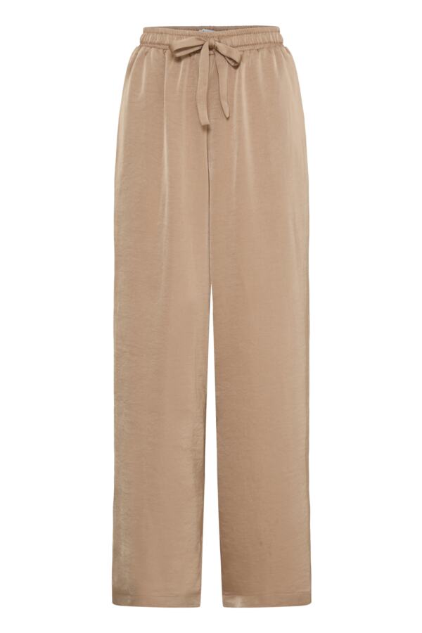 DACANNA Silky Wide Leg Trousers in Stucco Warm Caramel
