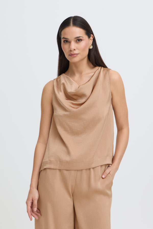 DACANNA Silky Tank Top in Stucco Warm Caramel