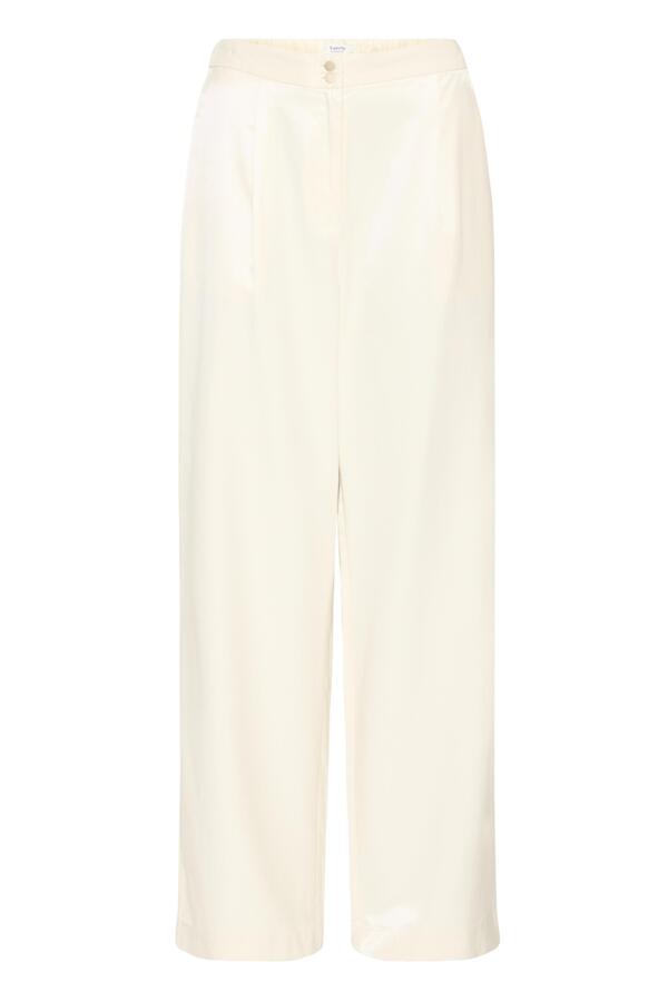 DALIANA Linen Look Wide Leg Tailored Trousers in Cream