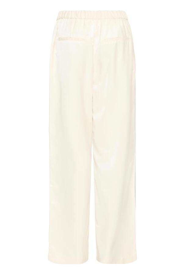 DALIANA Linen Look Wide Leg Tailored Trousers in Cream