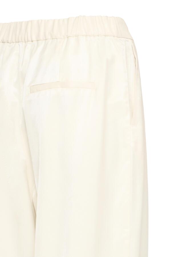DALIANA Linen Look Wide Leg Tailored Trousers in Cream
