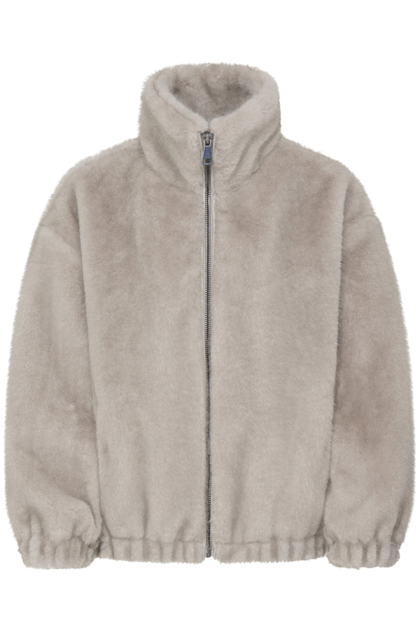CORNILLA Fluffy Fleece Jacket in String Beige