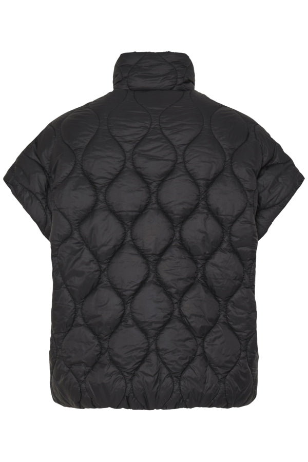 BERTA Reversible Quilted Sleeveless Jacket in Black and Caramel
