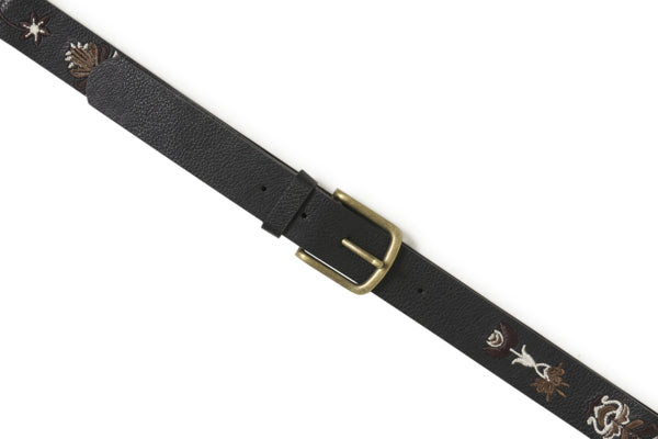 EMBA Folk Embroidered Black Belt