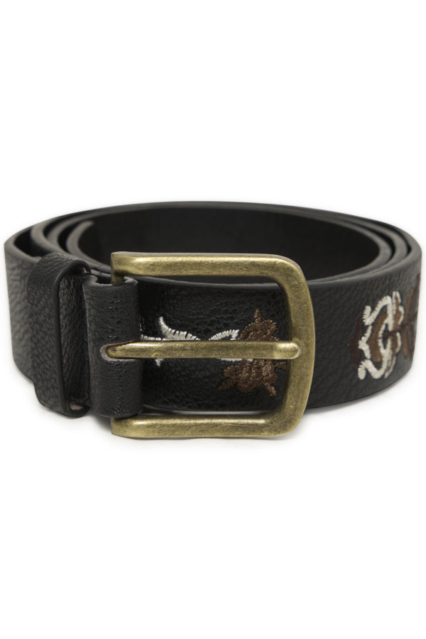 EMBA Folk Embroidered Black Belt