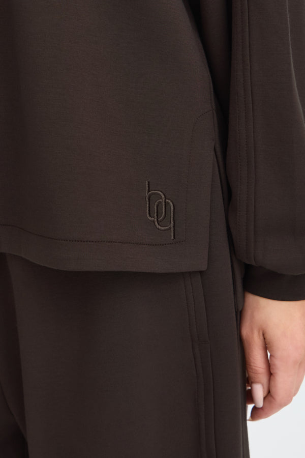BANA 104 Long Sleeve Sweatshirt with Split in Java Chocolate Brown