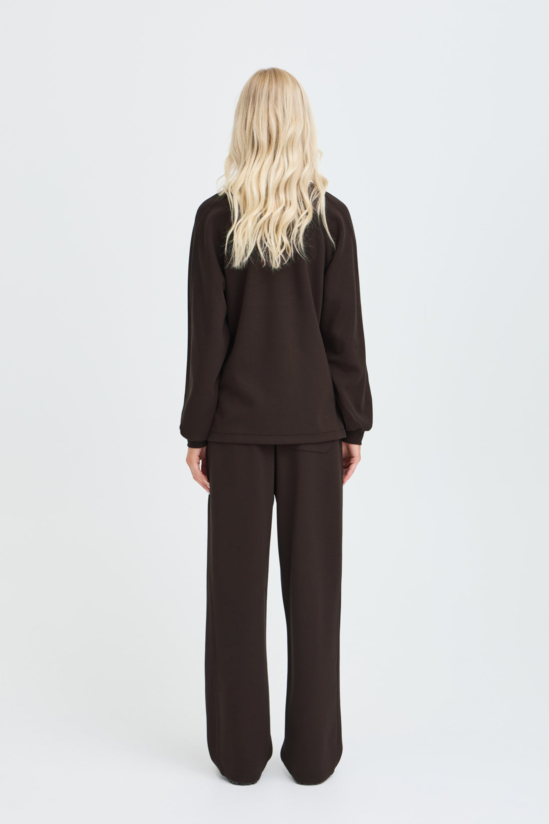 BANA 104 Long Sleeve Sweatshirt with Split in Java Chocolate Brown